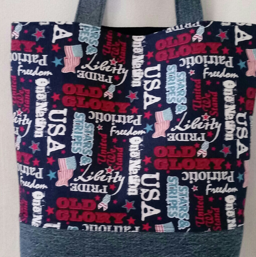 Blue Old Glory, USA, Handmade Denim Tote